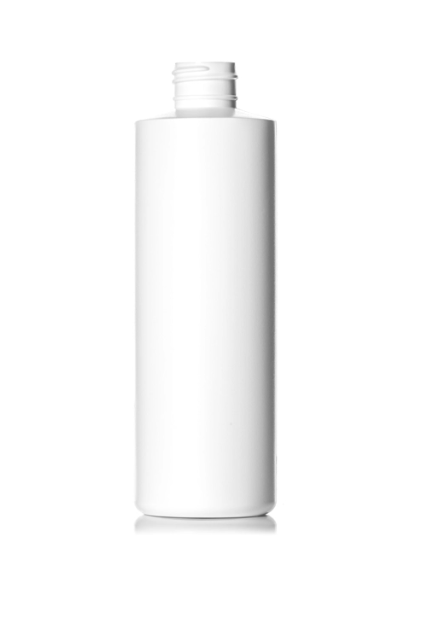 8 oz Bottle white HDPE plastic cylinder round with 24-410 neck finish