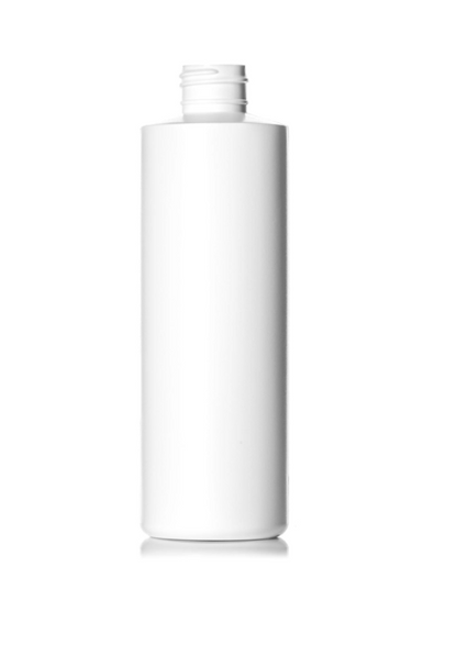8 oz Bottle white HDPE plastic cylinder round with 24-410 neck finish