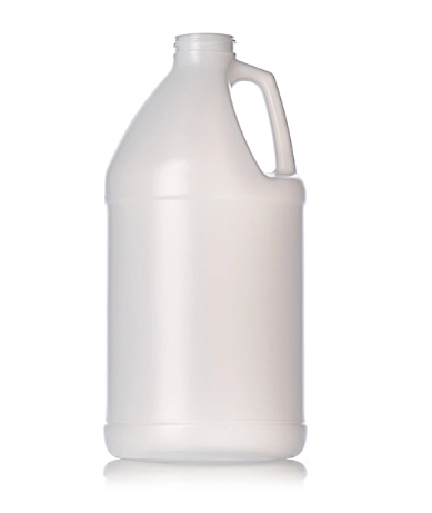 64 oz natural-colored HDPE plastic industrial round bottle (with 38-400 neck finish)
