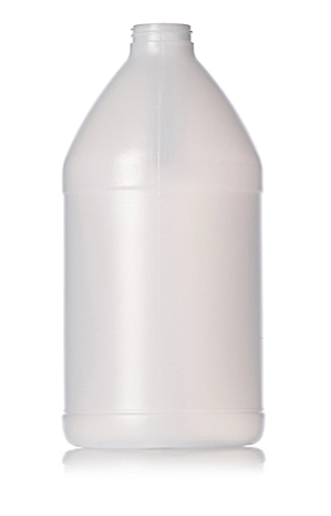 64 oz natural-colored HDPE plastic industrial round bottle (with 38-400 neck finish)